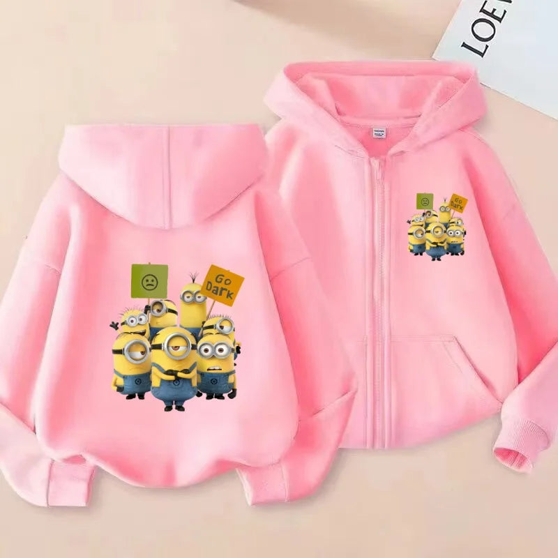 Kids Cardigan Fall Winter Sweatshirt Zipper Style Girl Boy 3-12Yrs Hoodie Popular Anime Print Sports Casual Coat Fashion Clothes