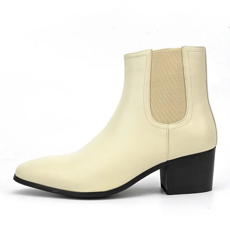 Men's Shoes Fashion High Heels Short Boots Chelsea Boots for Men High Top Platform Boots Height Increase Shoes Botas Para Hombre