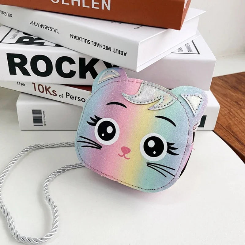 Cute Baby Kids Mini Coin Purse Handbags Boys Girls Wallet Pouch Crossbody Bags Lovely Cartoon Cat Children's Small Shoulder Bag