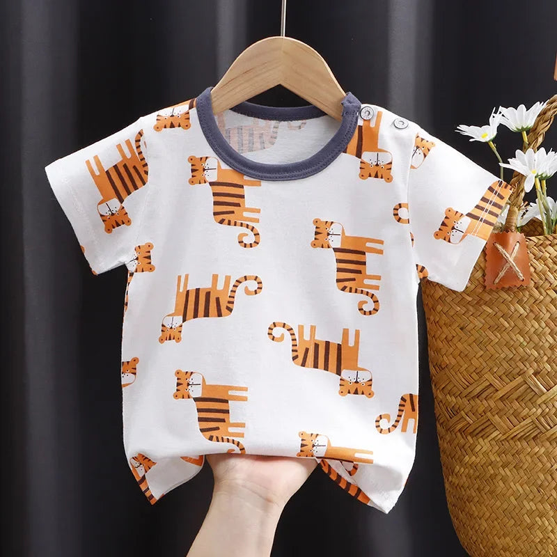 T-shirts Kids Toddler  Children's Clothing Cartoon Print Cotton Tee Tops Boys and Girls Clothes Baby Summer
