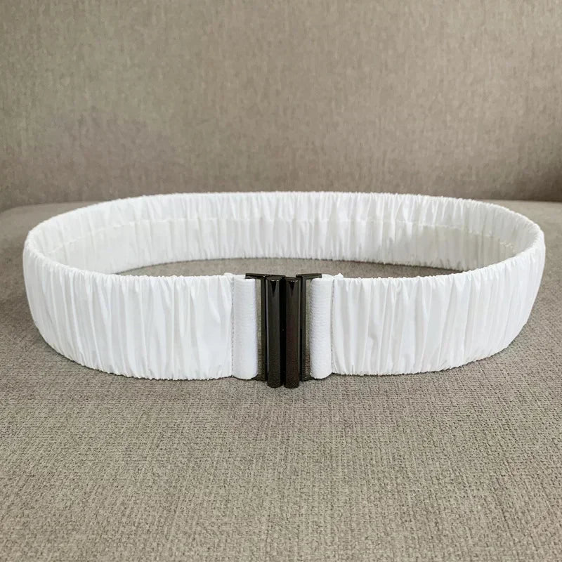 Colorful Women Elastic Band Wide Belts Simple Down Coat Waist Belt Female Buckle Black Strap Dress Decoration Accessories