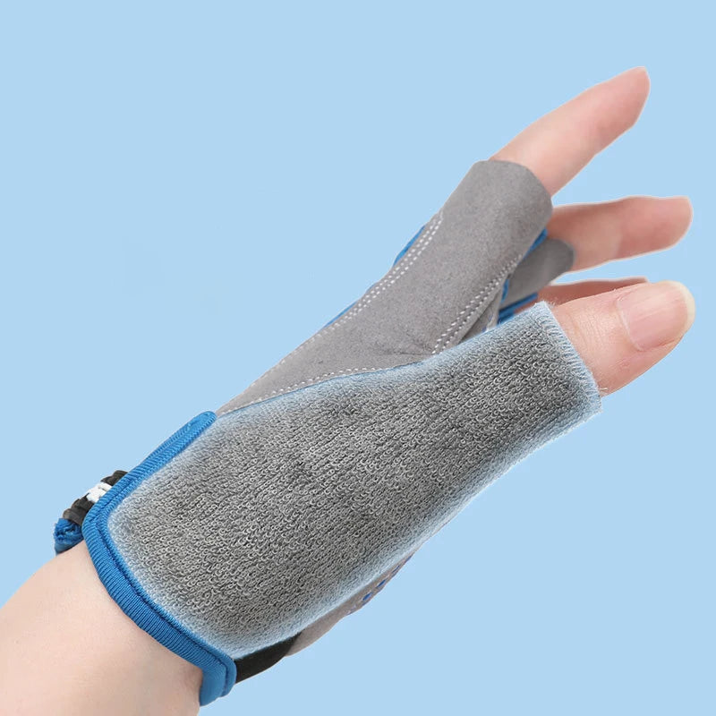 Kids Cycling Skateboard Gloves Anti-Slip Summer Spring Sports Breathable Half-Finger Gloves Shock-Absorbing Children Aged 4-12