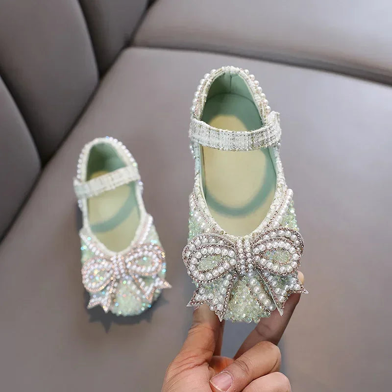 Kids Girls Sandals Fashion Sequins Rhinestone Bow Girls Princess Baby Girl Shoes Children Flat Sandals Size 21-36