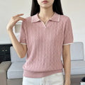 WinvyNee Spring Summer Women Cotton Polo V Collar Sweater Knitted Top Green Solid Short Sleeve Casual Pullover T-Shirt ZA1002042