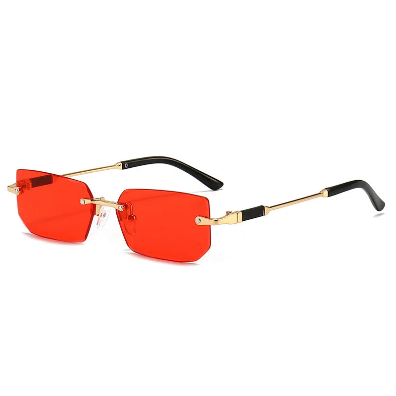 Trendy Rimless Sunglasses for Men Women Luxury design Rectangle Frame Sun Glasses Retro Shades Summer Traveling Eyewear UV400