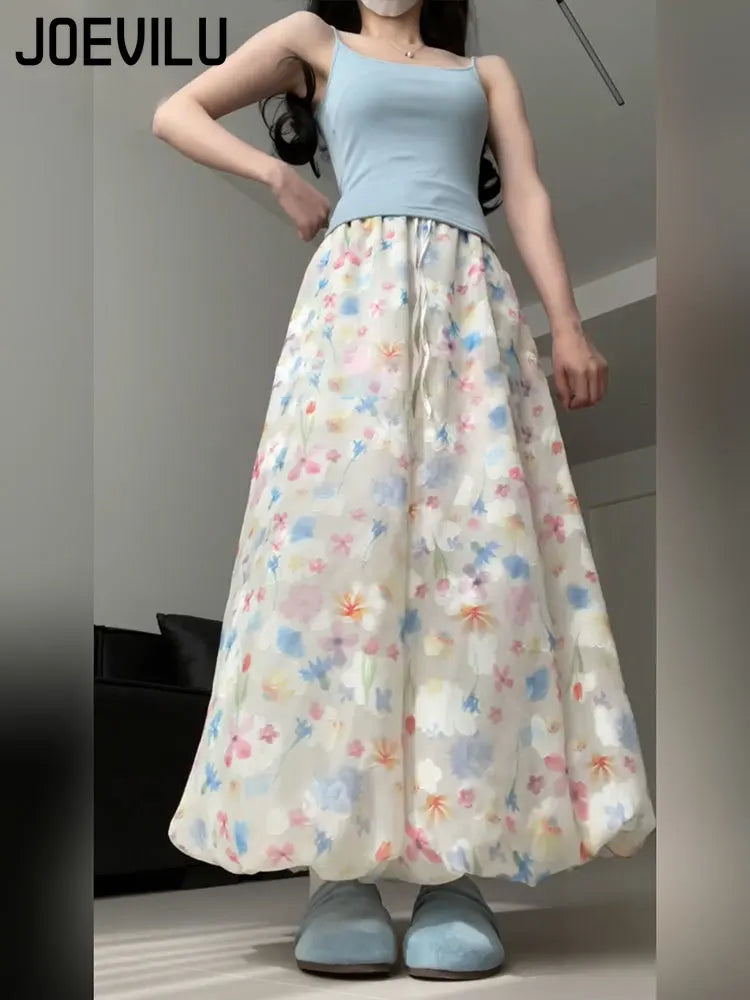 Summer French Style Floral Palazzo Pants Women High Waist Loose Boho Print Wide Leg Trousers with Drapery Comfortable & Elegant
