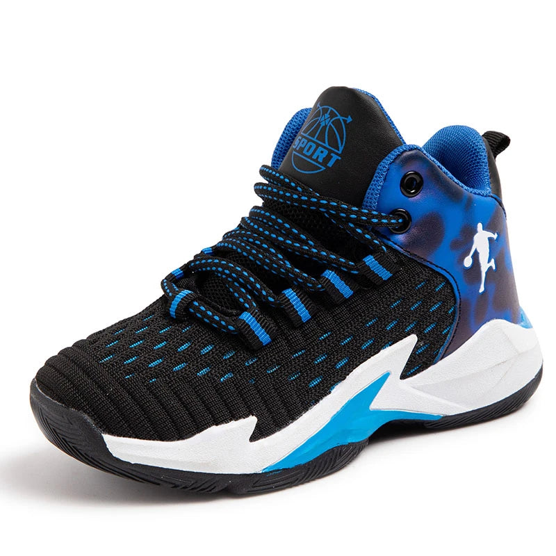Children‘s Basketball Shoes Non-slip Breathable Basketball Training Sneakers Lace-up Boys Girls Basketball Boots Athletic Shoes