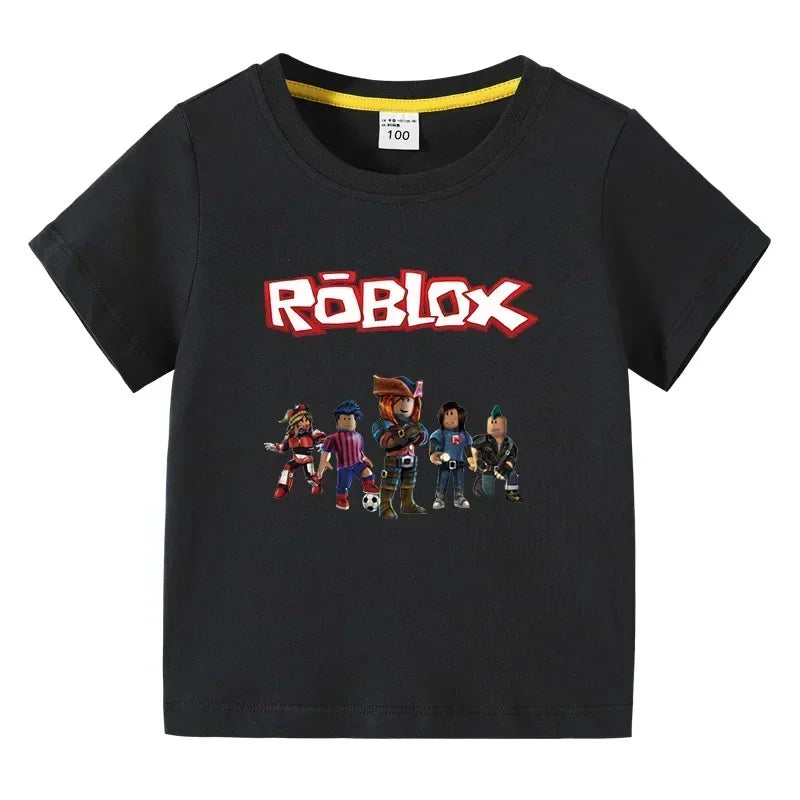 2025 Roblox kid T-shirt Boys Game Sports Cotton T-shirt Child Cartoon Short sleeve top Casual Street Harajuku Clothes