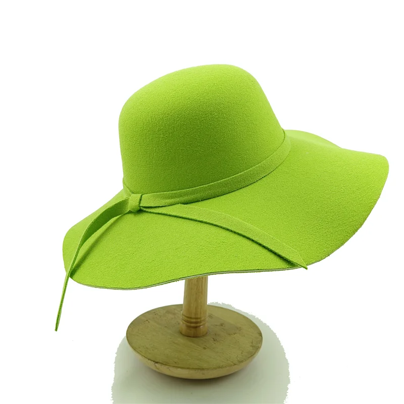Women Hat  Autumn Winter Vintage Floppy Hat Women Elegant Felt Fedora Hat Wide Brim Sun Cap British Style Fedoras Felt Floppy