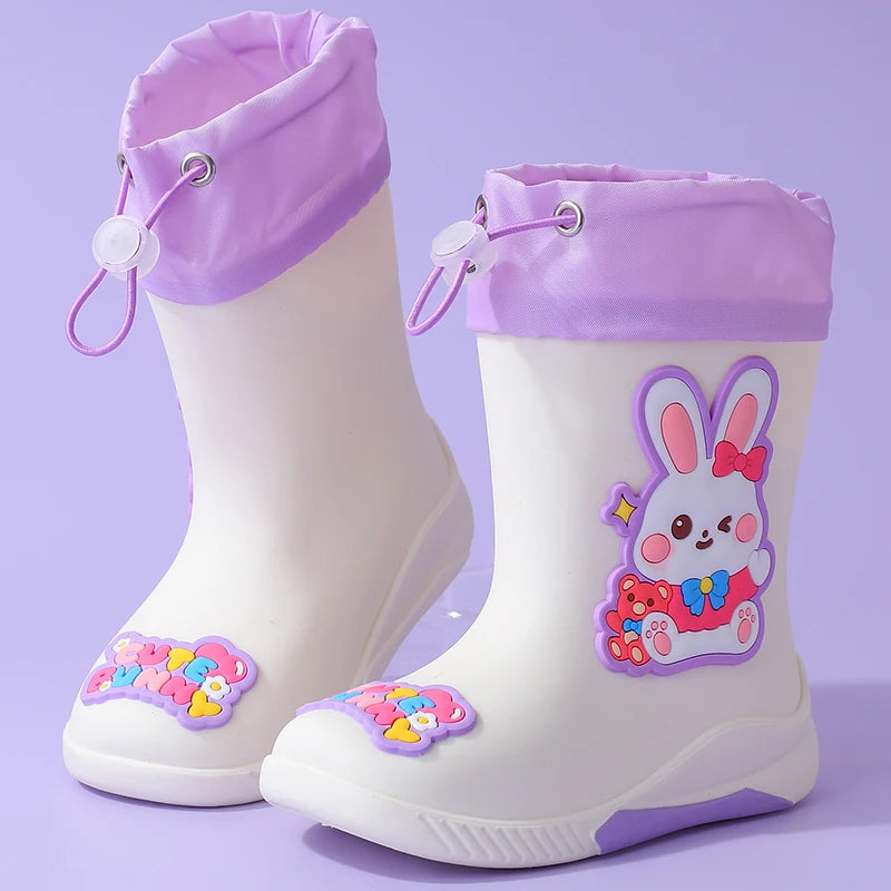 Kids Rain Boots For Girls Rubber Rainboot Boys PVC Children Waterproof Shoes Cartoon Unicorn Rabbit Spaceman Dinosaur Pattern
