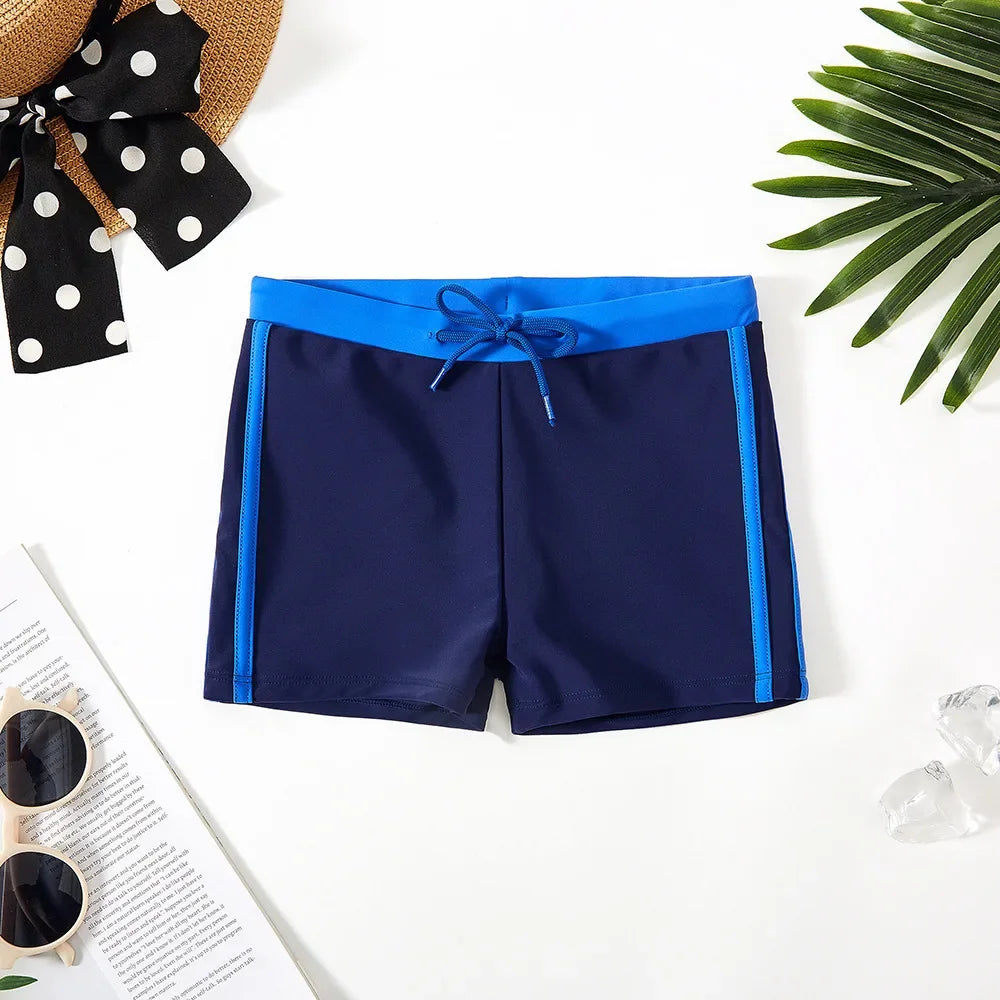 New 2025 Boys Trunks 4-12 Years Swimming Trunks For Boys Blue Children's Swimwear Kids Trunks Bathing Suit