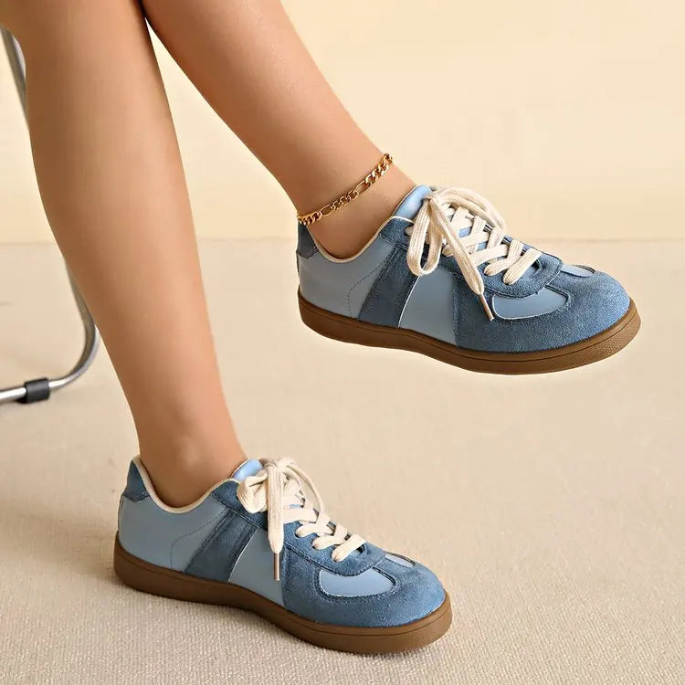 Women's Flat-bottomed Sneakers Spring and Autumn 2025 Series Fashion Casual Lace-up Comfortable Low-cut Shoes Zapatos De Mujer