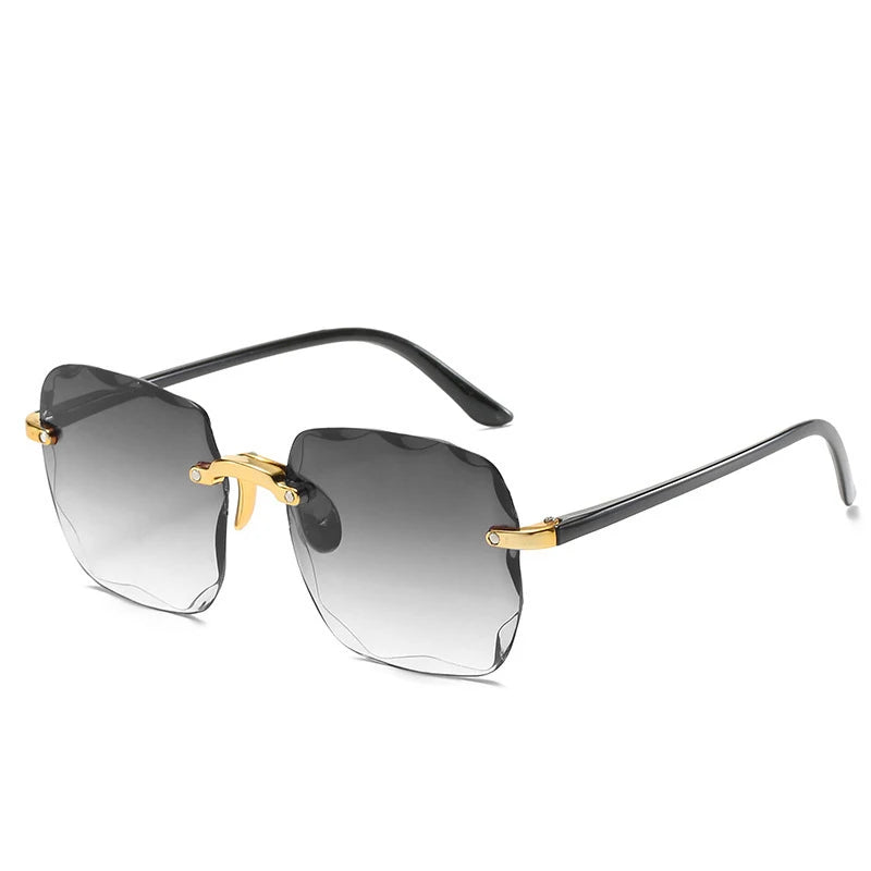 Sunglasses For Women ladies Rimless Sun glasses Diamond cutting Lens Brand Designer Ocean Shades Vintage female glasses eyewear