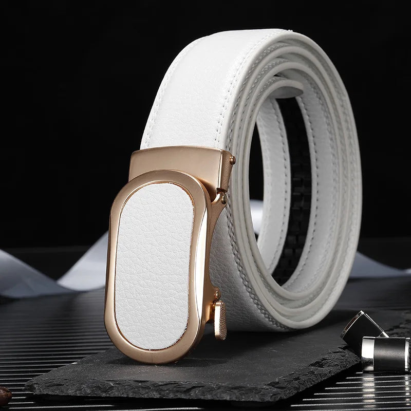 3.5CM multicolor Men Belts Automatic Buckle Belt Genune Leather High Quality Belts For Men Leather Strap Casual Buises for Jeans