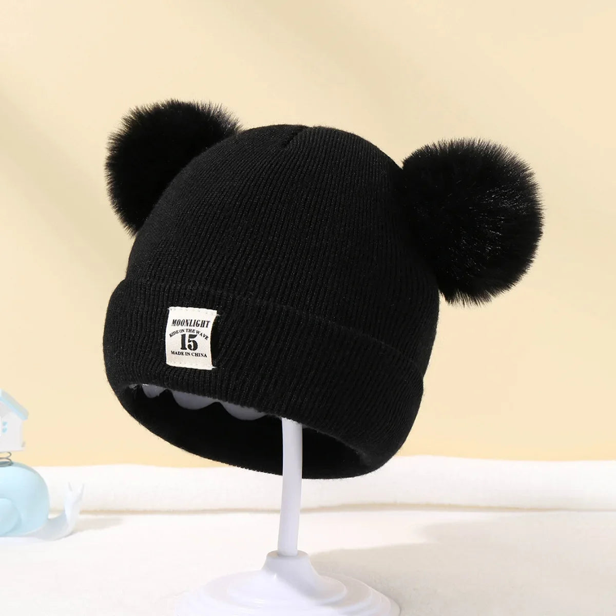 Winter Baby Hats Warm Knitted Kids Hats with Pom Newborn Beanie Hat Solid Color Children Hat for Boys Girls Babies Accessories