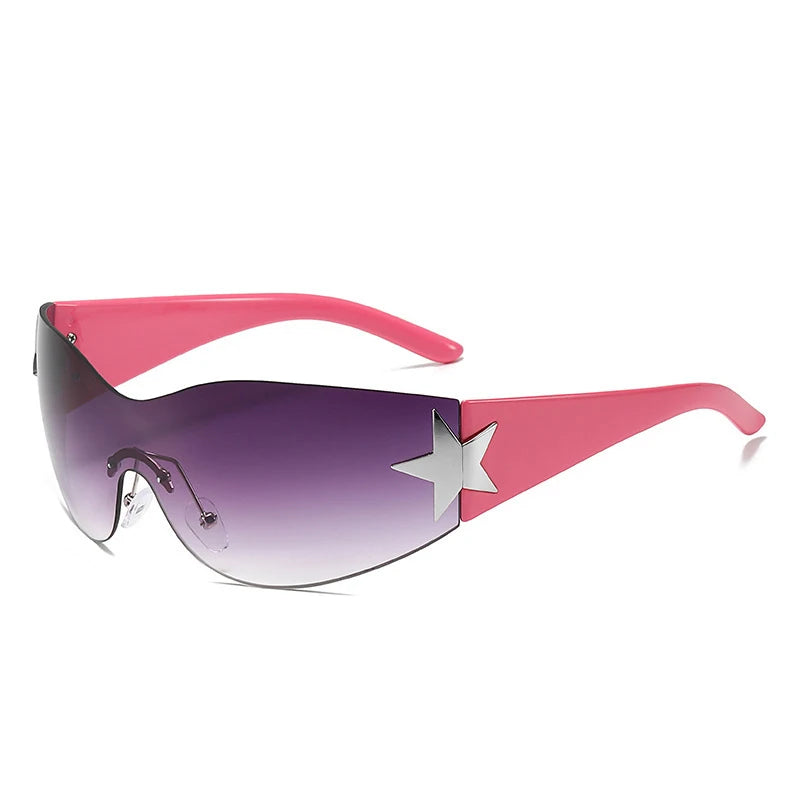 Fashion Sunglasses for Women Men Trendy Shield Wrap Around Sunglasses Oversized Fashion Frameless Sun Glasses
