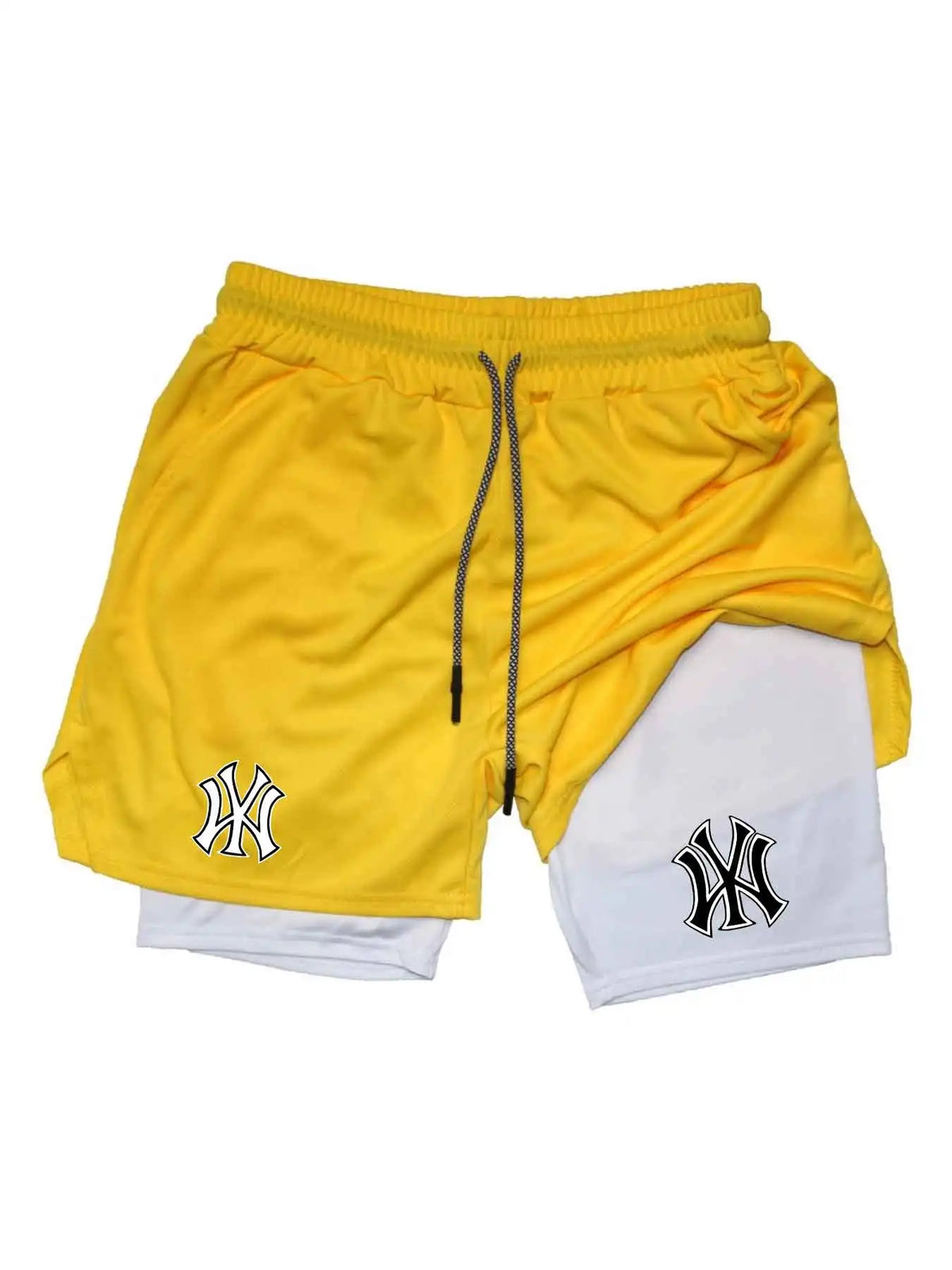 Men's sports shorts, printed sports pants, double-layer, quick drying, basketball, muscle, fitness