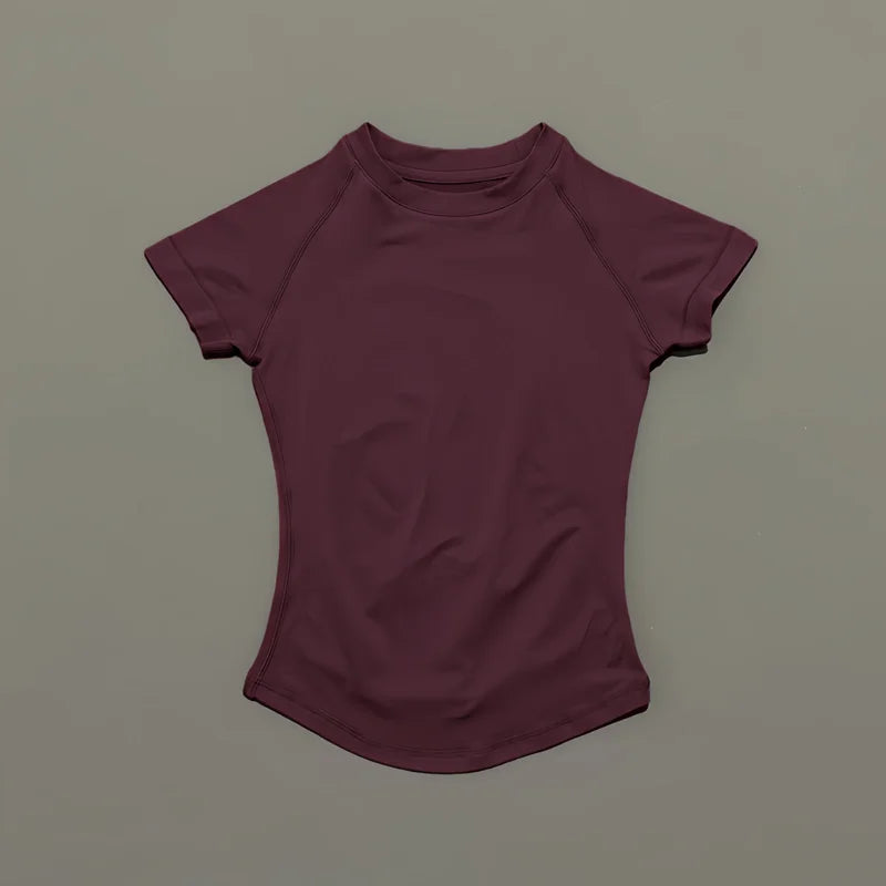 Women Sports T-Shirt Round Neck Short Sleeve Breathable Stretchy Tops Gym Fitness Yoga Running Workout Casual Athletic Shirts
