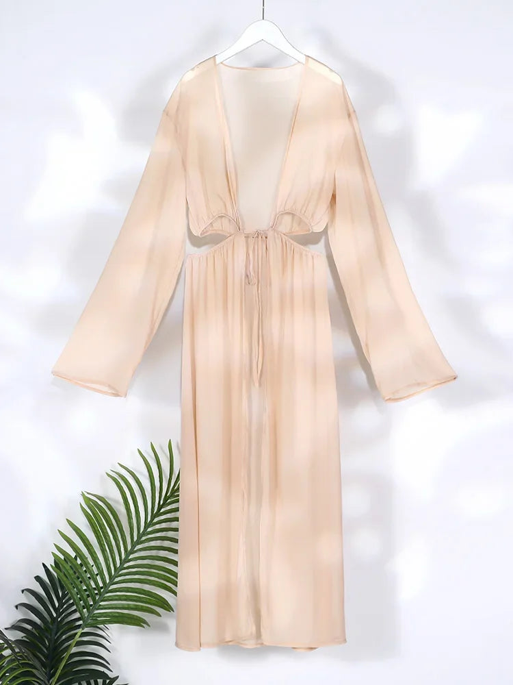 Women's Cover-ups Summer Swimwear Solid Tunic Shirt Beach Dress Female Swimsuit Beach Cover Up Beach Clothes