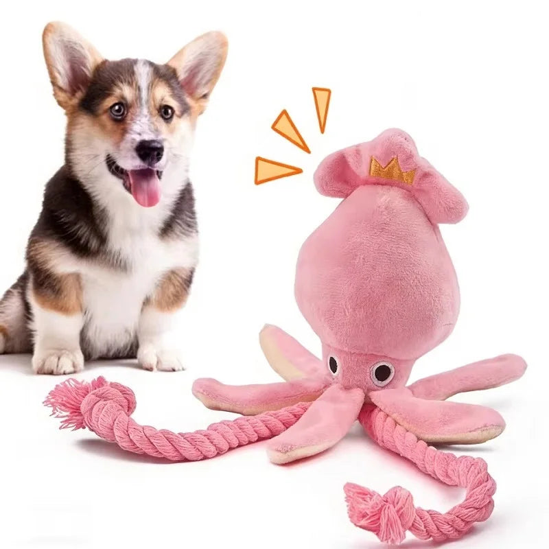 1PC Octopus Shaped Pet Plush Toys Squeaky Rope Interactive Chew Toys for Small Large Dogs Cats Puppy Teething Training Plaything