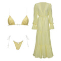 3 Pcs Soild Bikini Swimsuit with Cover Up kimonos Swimwear Women Bathing Suit Bandage Bikini Set Swimming Suits Biquini