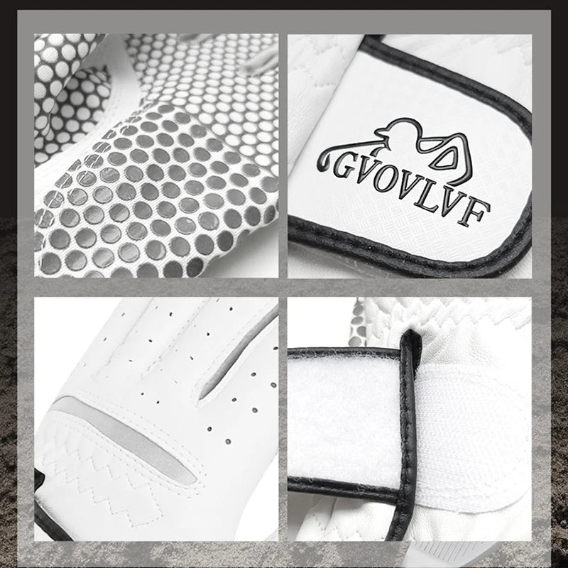 GVOVLVF Golf Gloves Men's Leather White Breathable Gloves On Both Sides Non Slip Soft And Comfortable Gift For Golfers