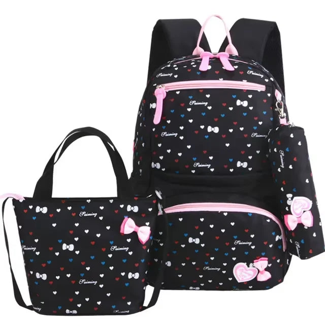 Bunnyfly 3pcs/Set Kids School Bag Backpack Set Fashion Lovely Children's Backpack for Girls Student Mochila Sac