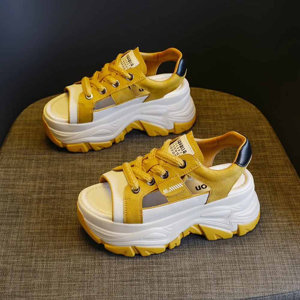 Sports Sandals for Women 2026 Summer High Heels Soft Bottom Retro Wind Fish Mouth Shoes Hollow Out 8cm Strap Sandals for Womens
