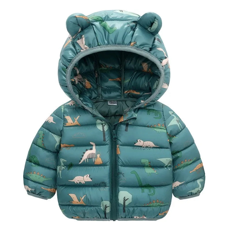 Kids Boys Girls Lightweight Down Jackets Hooded Outerwear Autumn Winter Baby Coats Fashion Sports Casual Clothing For 1-5 Years