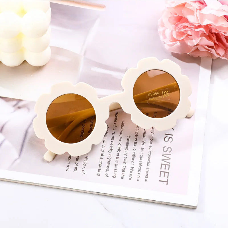 2-10 Years Children Sunglasses Sun Flower Round Cute Kids Sun Glasses for Boys Girls UV400 Protection Baby Lovely Candy Eyeglass