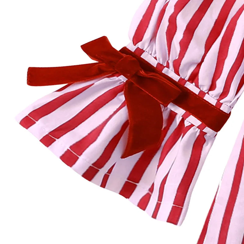 Children Striped Christmas Pajamas Clothes Set Toddler Boy Girl Tops + Pants 2pcs Pants Suit Kids Homewear Cotton Outfits