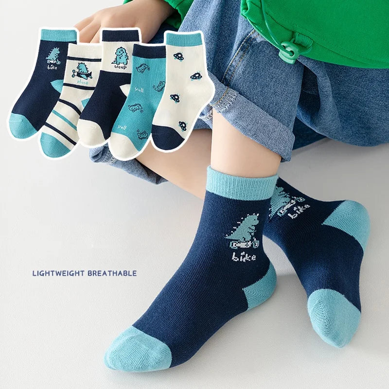 5 Pairs Baby Children's Socks Cartoon Spring Autumn Animal Kids Sock Girls Cute Boy Toddler Socks 1-12 Years