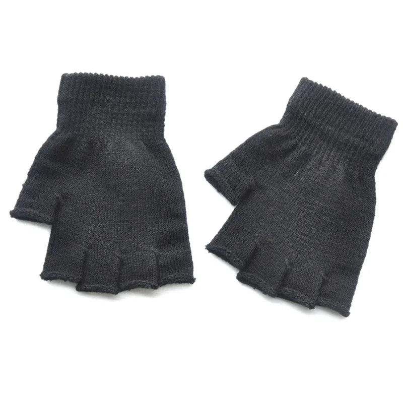 New Hot Children Magic Knitted Gloves Kids Stretch Half Finger Glove Winter Warm Mittens Solid Fingerless Girls Soft Wrist
