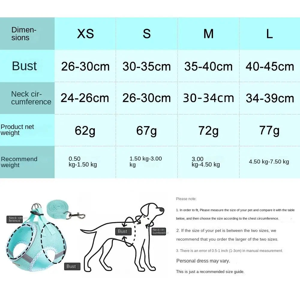 Pet Supplies Reflective Dog Harness Leash Adjustable Anti Escape Puppy Cat Harness Breathable No Pull Pet Harness Cat