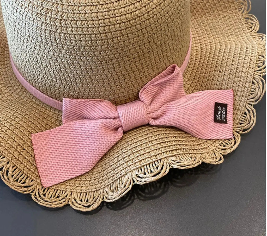 Kids Hat For Girls 2-7Y Straw Children's Sunshade Cap Bag Summer Baby Travel Sunscreen Beach Hat Sun Fisherman Cap Fashion Style
