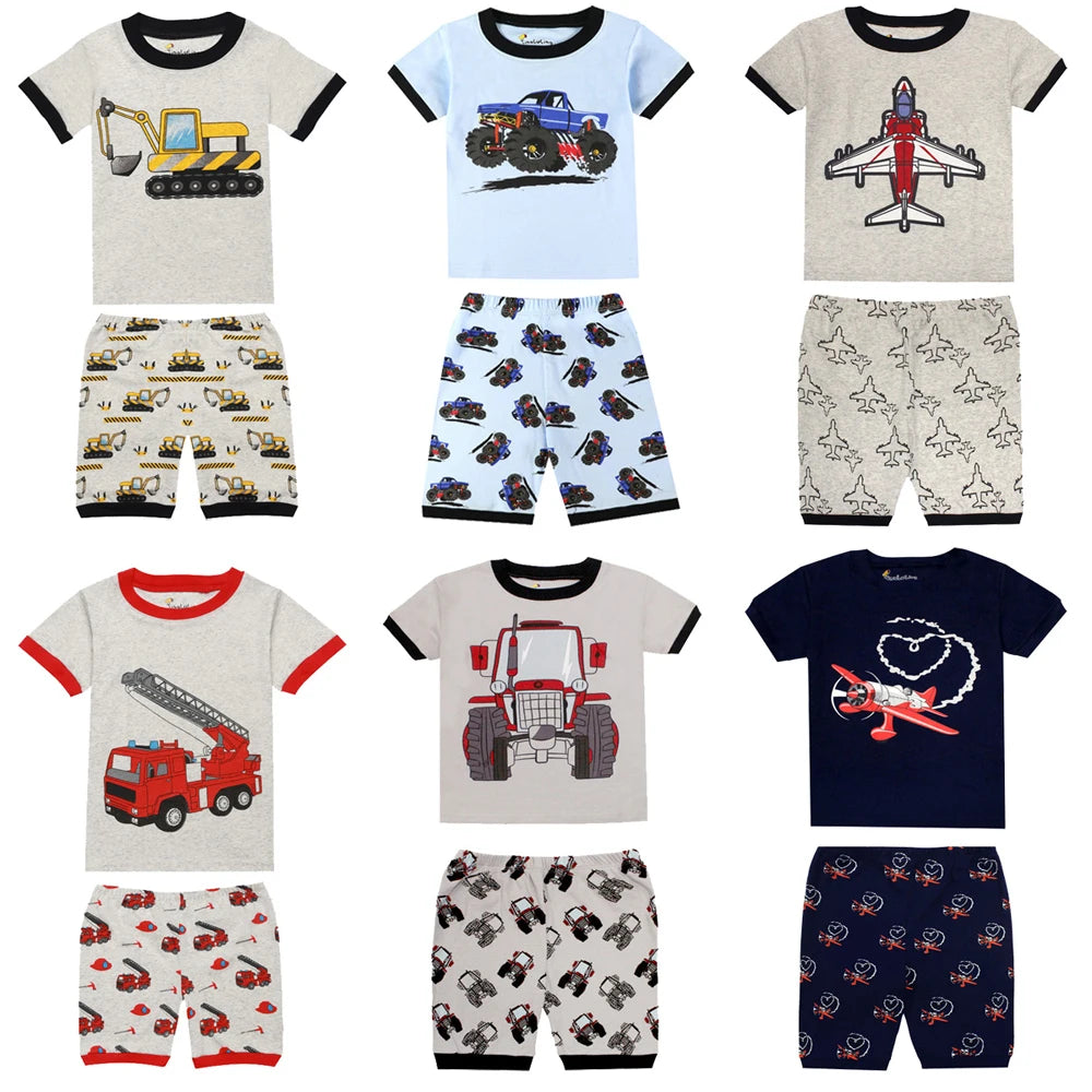 Toddler Baby Boy Pajamas Sets Summer Cotton Children Pyjama Short Cute Airplane Cars Pj for Kids Clothes 2 to 3 4 5 6 7 8 Years