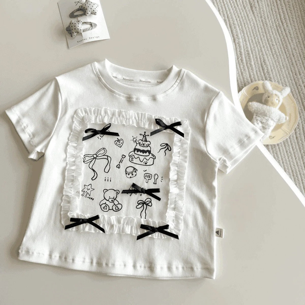 2026 New Summer Kids T Shirts 2-7T Cute Cartoon Printed Baby Girls Short Sleeve Tee Versatile Children Clothes Cotton Tops