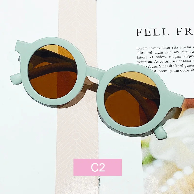 Korean Children's Sunglasses Retro Solid Round Frame Small Face Sunglasses Ultraviolet-proof Convenience Glasses Kids Glasses