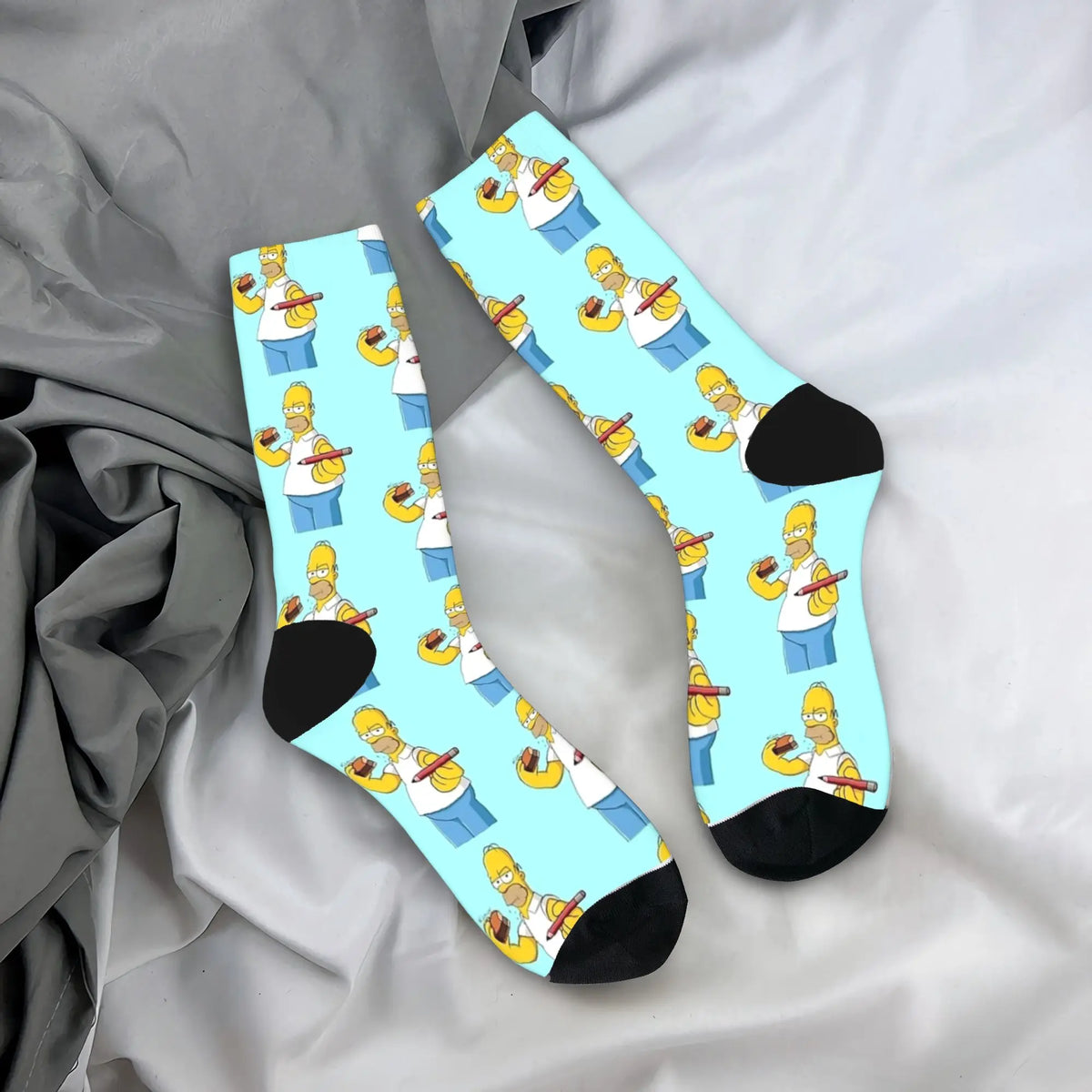 Homer S-Simpsons And Friends Meme Stockings Novelty Socks Unisex Men Breathable Socks Autumn Running Pattern Anti Socks Gift