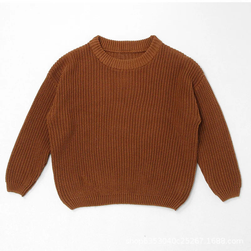 Personalized Baby Cotton Sweater Custom Name Hand Embroidery Knitted Pullover for Boys Girls Autumn Winter Kids Knitwear 0-7T