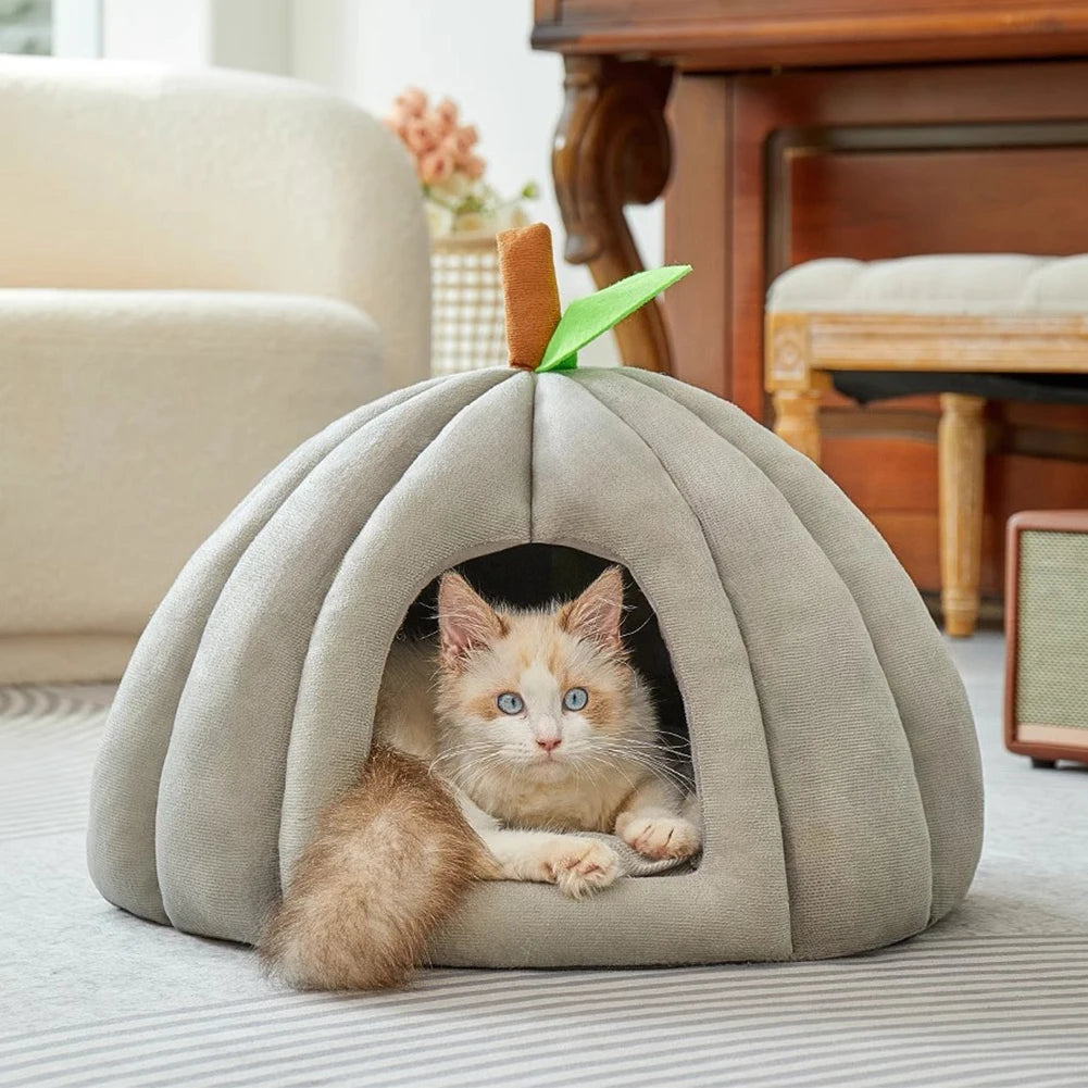 Plush Calming Pet Bed Thickened Warming Pet Sofa Non-Slip Bottom Prevents Sliding Pet Bed For Cold Floors Cozy Nook For Bedroom