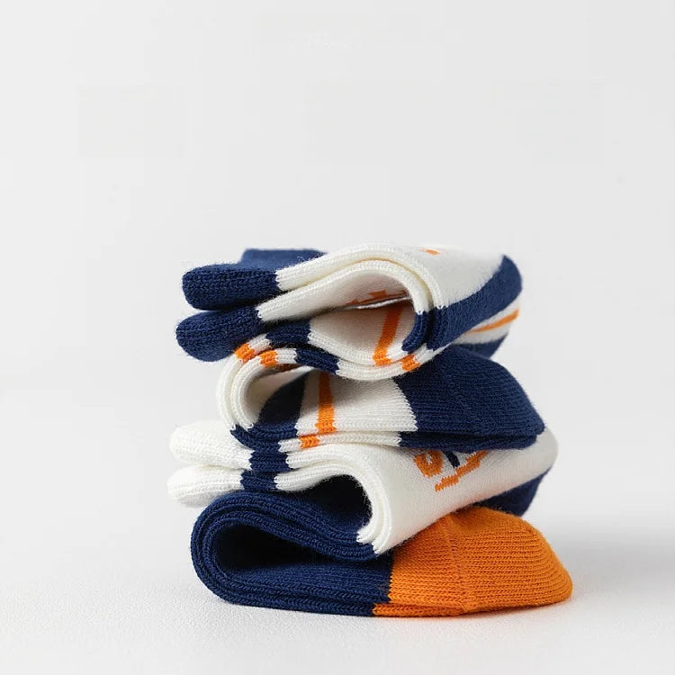 10 Pairs Boys Sports Crew Socks Soft Cotton Children Tennis Number Print Mid Calf Socks Breathable Kids School Daily Socks