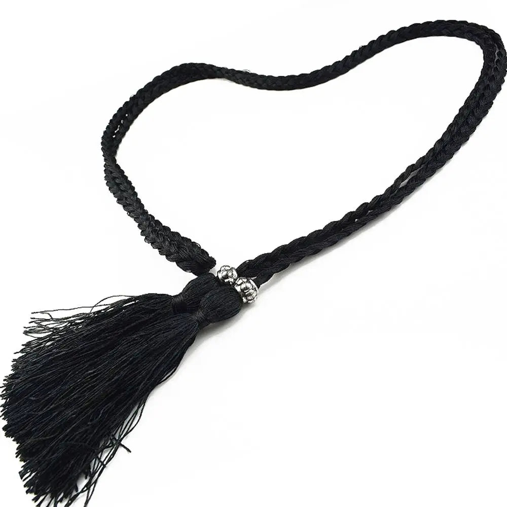 Thin Women Waistband Tassle Bow Dress Tassles Belts Braided Belts Waist Chain Waist Rope