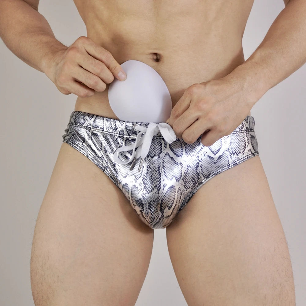 Men Swimwear Sexy Male Swimming Brief with Removable Padded Pad Swimwear Push Up Swimsuit Trunks Men Swim Tanga or As Underwear