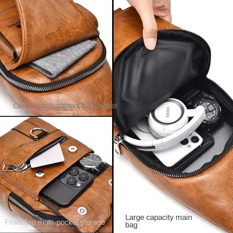 2026 Hot Men's Bag Fashion Messenger Bags Large Capacity Luxury Designer Chest Bags Retro Single Shoulder Crossbody Backpacks