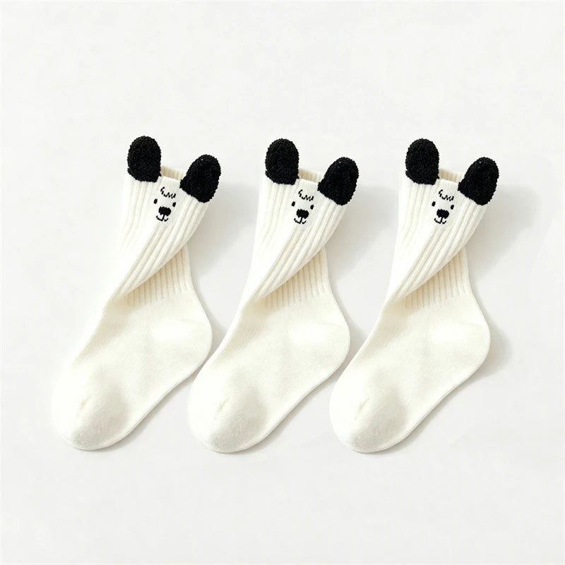 3Pairs Cute Kids Socks For Girls Boys Soft Cotton Baby Toddler Boy Girl Sock Cartoon Children's Short Socks Autumn Winter 0-5Yrs
