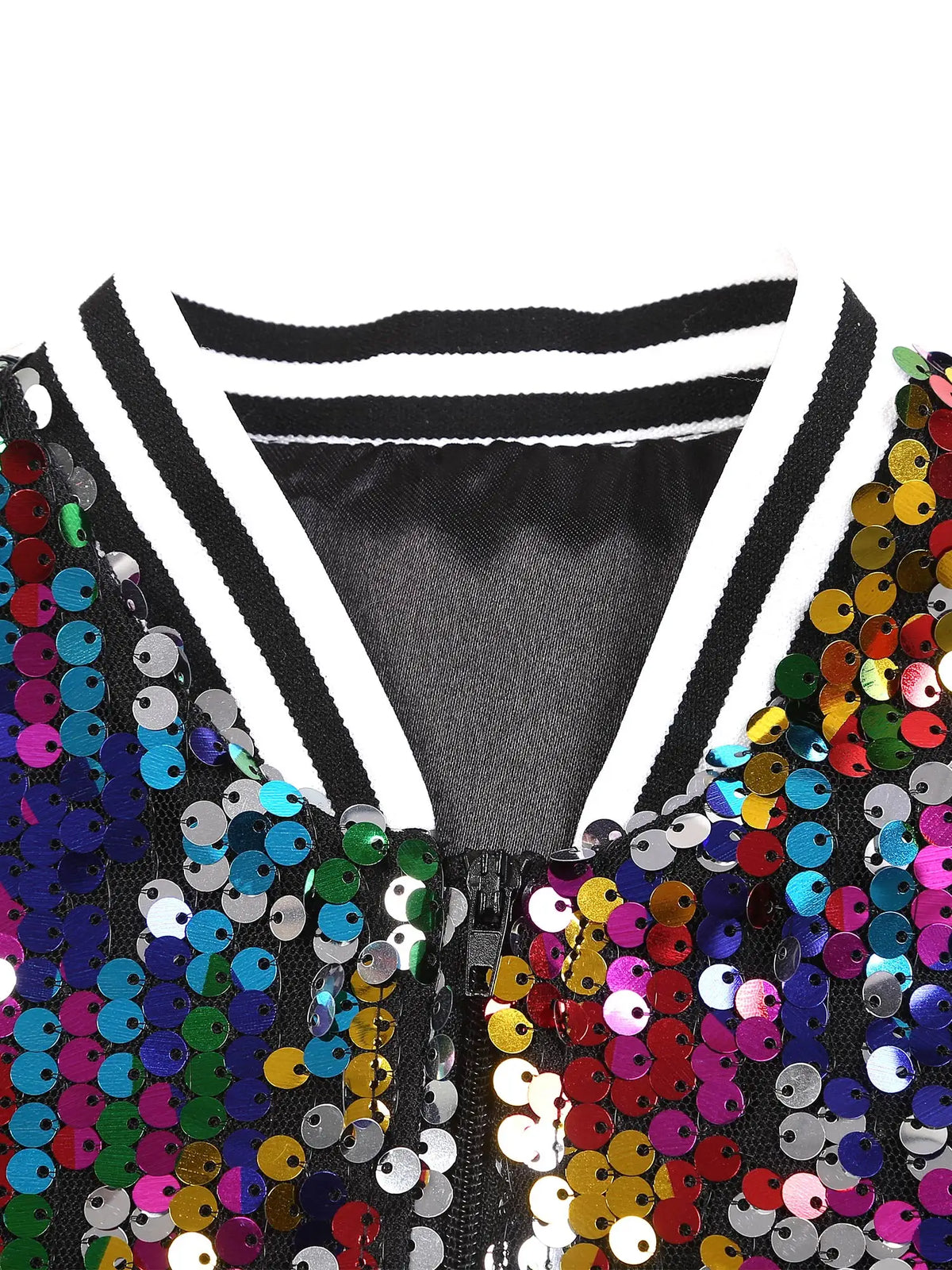 Kids Girls Long Sleeve Fashion Sequin Baseball Jacket Bomber Coat Hip Hop Jazz Street Dance Cheerleading Performance Dancewear