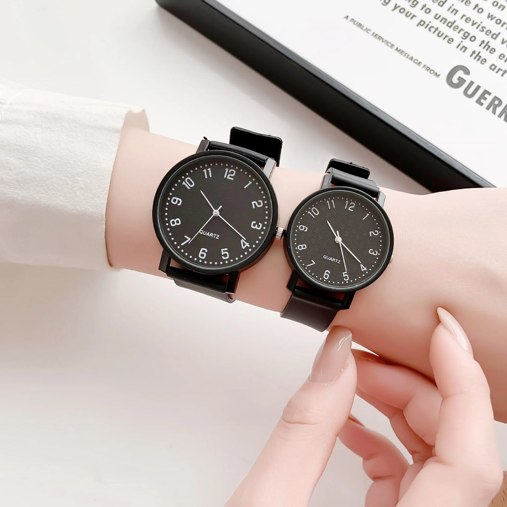Simple Black Watch Quartz Watches for Women Silicone Strap Ladies Leisure Wristwatch Light-Luxury Student Exam Watch Clock Gifts
