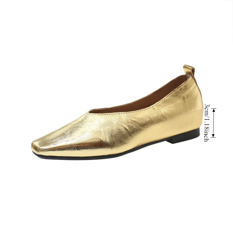 Women's Loafers Genuine Leather Luxury Shoes Heels Pumps Square Toe Elegant Mary Janes Shoes for Height-increasing Insoles