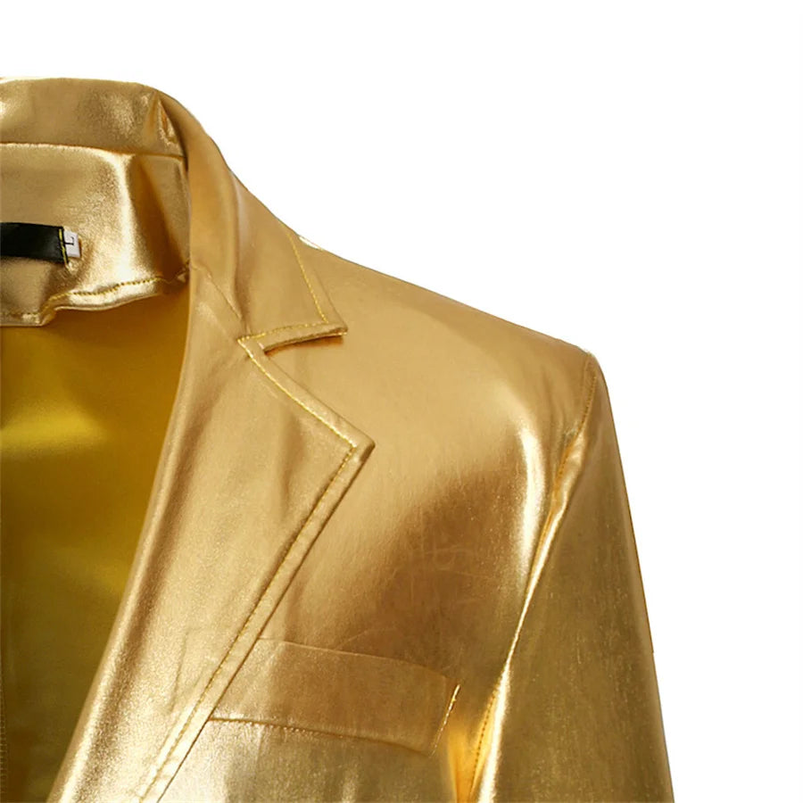 2026 New Gold Men's 2 Piece Suit Set Party Stage Nightclub Performance Jacket and Long Pants Men Cosplay Clothes Blazer Trousers